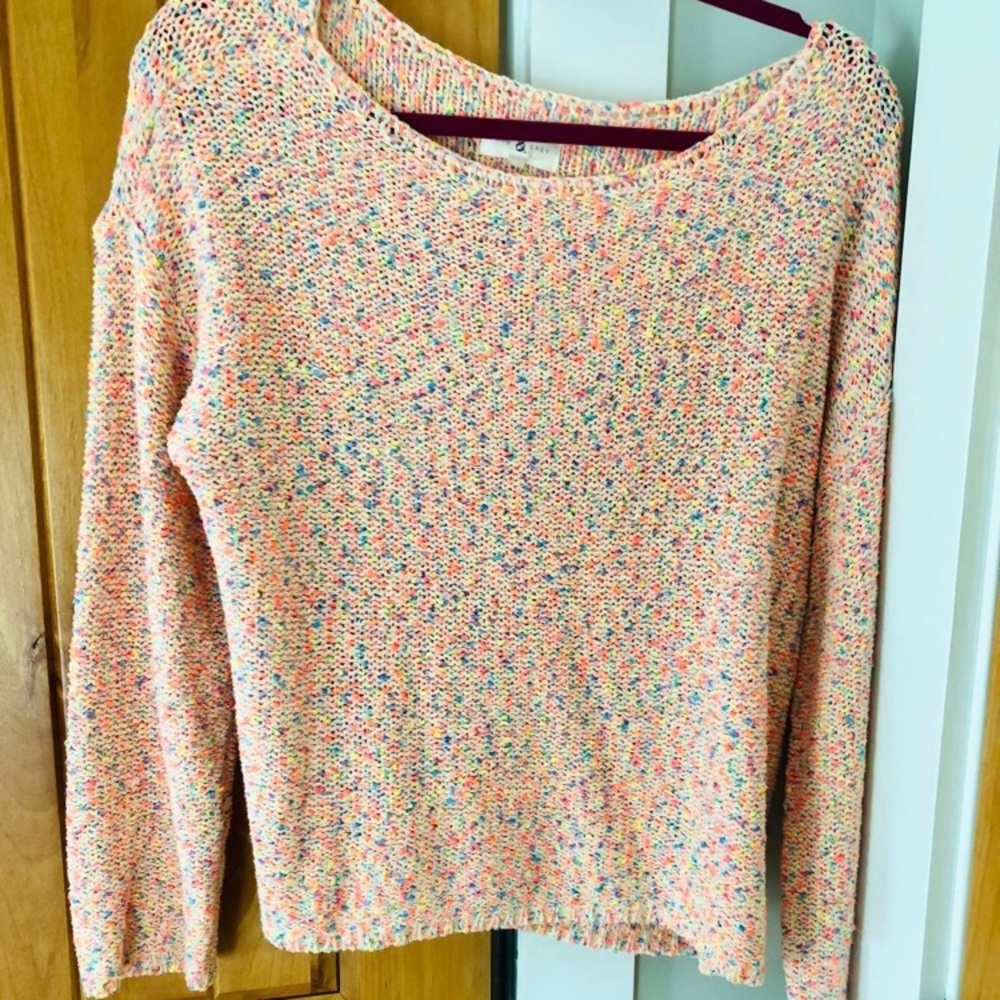 Loft Rainbow Confetti Sweater Easter Spring Colors - image 1